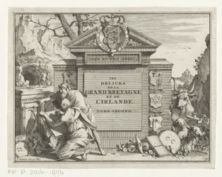 Homme montrant une ruine à un jeune homme dessinant