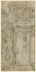 Deux rois et une femme quittant un palais élaboré