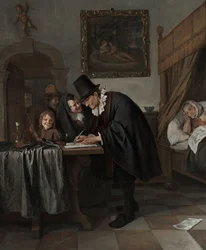 La visite du médecin, vers 1665 (huile sur bois)