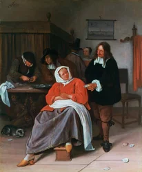 Un homme offrant une huître à une femme, vers 1660-1665