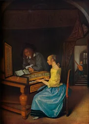 Une jeune femme jouant du clavecin à un jeune homme, 1659
