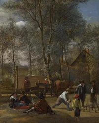 Joueurs de quilles devant une auberge, c.1660-63