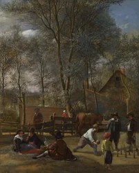 Joueurs de quilles devant une auberge, vers 1663