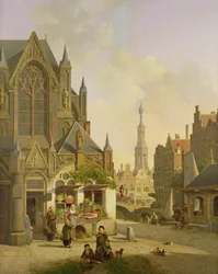 Étal de légumes dans une ville hollandaise