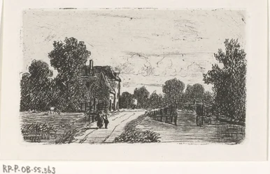 Paysage avec un pont sur un canal