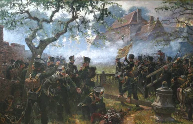 Troupes de Nassau à Hougoumont pendant la Bataille de Waterloo