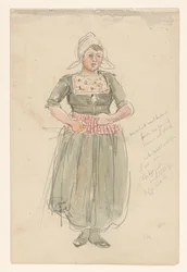 Fille debout en costume traditionnel