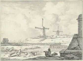 Dessinateur esquissant sur la Hoogendijk, hors de la Haarlemmer Poort