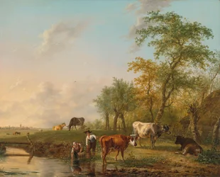 Paysage avec bétail