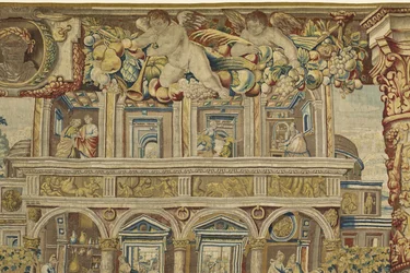 (détail) du palais et ange musicien de Vertumne et Pomone, vers 1630