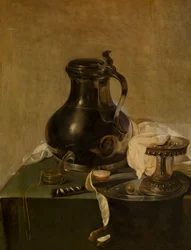 Dutch : Nature morte avec cruche en étain Nature morte avec cruche en étain