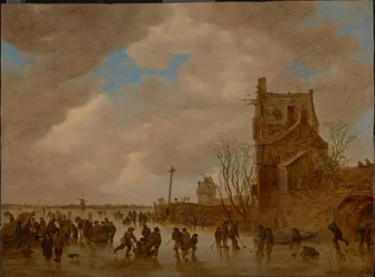 Plaisirs de glace devant une tour de pont, 1655