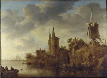 Paysage fluvial avec un caprice de l