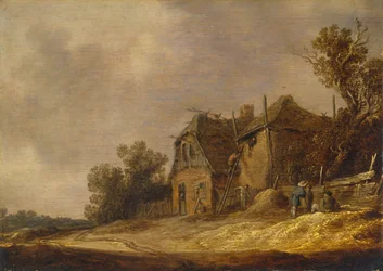 Paysage avec un cottage et une grange