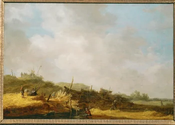 Paysage avec dunes (peinture sur bois de chêne)