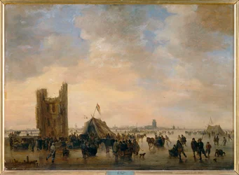 Scène de patinage près des ruines de la Huis te Merwede devant Dordrecht …