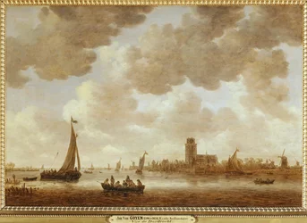 Vue de Dordrecht en aval de la Grote Kerk ...