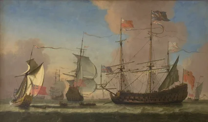 Navires de guerre anglais en mer par vent frais