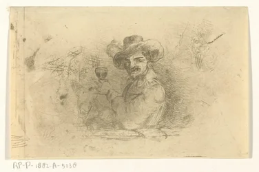 Soldat avec verre levé