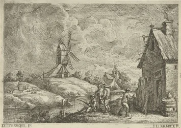Paysage avec auberge et moulin