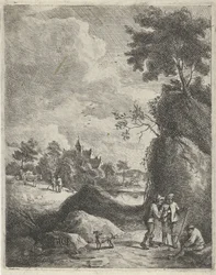Paysage avec voyageurs et deux bergers