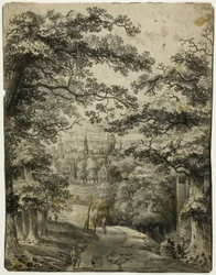 Vue de la ville depuis la route sur la colline