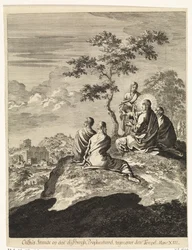 Le Christ parle avec Pierre, Jacques, Jean et André sur le mont des Oliviers
