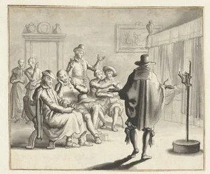 Groupe de personnes devant un lit clos hanté