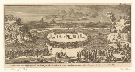 Les Israélites offrant des sacrifices sur les montagnes Ebal et Gerizim (Consécration de la République des Hébreux par les Bénédictions et les Malédictions, près des Montagnes de Guérizim et d