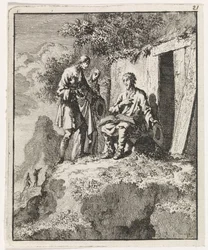 Ermite visité par deux figures