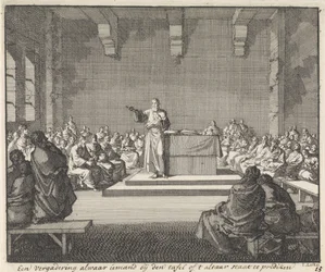 Prédication par un prêtre à un autel