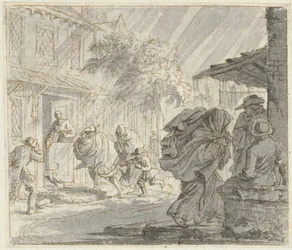 Rue avec vent fort et pluie