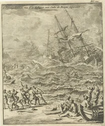 Naufrage de navires au Cap de Bonne-Espérance, 1693
Le naufrage de trois navires au Cap de Bonne-Espérance (titre sur l