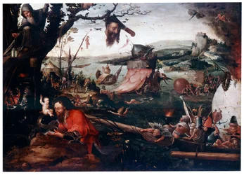 Paysage avec la parabole de Saint Christophe, début du XVIe siècle