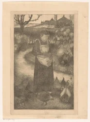 Anne Zernike nourrissant les poules