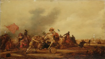 Un engagement entre cavalerie et fantassins, 1634