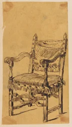 Trésor. Fauteuil dans le style de Louis XIX.