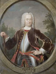 Néerlandais : Gustaaf Willem baron van Imhoff (1705-50). Gouverneur général (1743-50) Portrait de Gustaaf Willem, baron van Imhoff, gouverneur général de la Compagnie néerlandaise des Indes orientales.