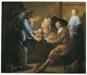 Joueurs de cartes à la lueur des lampes