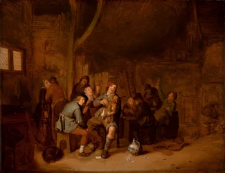 Figures fumant et jouant de la musique dans une auberge, vers 1640