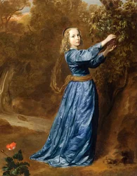 Portrait de jeune fille cueillant du raisin