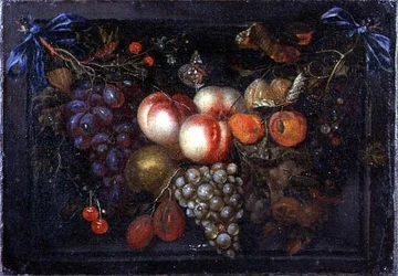 Nature morte de fruits dans une niche en pierre