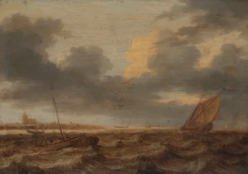 Bateaux de pêche dans des eaux agitées