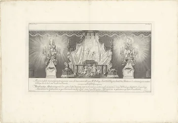 Arrière de la salle avec le lit de parade du prince Guillaume IV, 1751