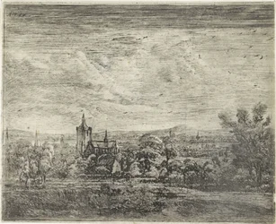 Vue de village avec une église