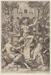 Bacchus assis sur un tonneau
