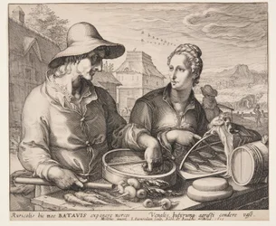Agriculteur et sa femme au marché