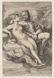 Jupiter et Junon assis dans les nuages, extrait de Trois dieux et déesses jumelés