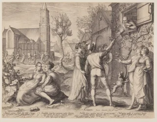 Jeunes couples fêtant et dansant