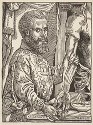 André Vésale, copie par Boris Mestchersky (d.1957), illustration de Histoire de la Nation Française, Sciences, Volumes I et II, par Gabriel Hanotaux (1853-1944), 1924